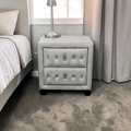 Rosdorf Park Modern Style Crystal Tufted 2-Drawer Nightstand Upholstered With Velvet Fabric Made With Wood