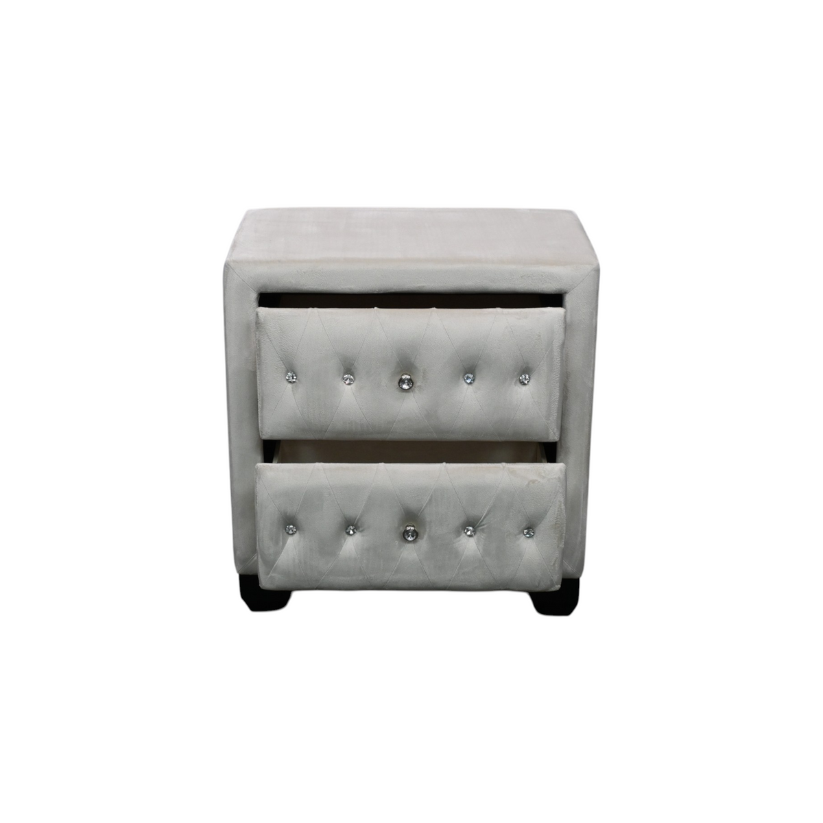 Rosdorf Park Modern Style Crystal Tufted 2-Drawer Nightstand Upholstered With Velvet Fabric Made With Wood