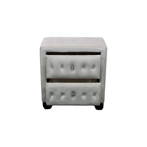 Rosdorf Park Modern Style Crystal Tufted 2-Drawer Nightstand Upholstered With Velvet Fabric Made With Wood, image 3