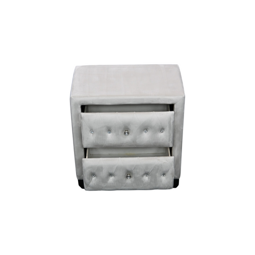 Rosdorf Park Modern Style Crystal Tufted 2-Drawer Nightstand Upholstered With Velvet Fabric Made With Wood, image 4