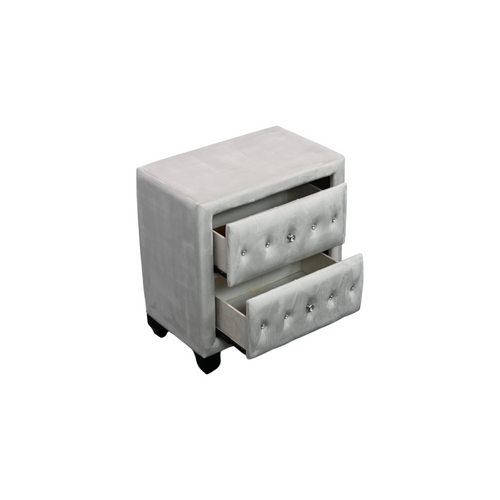 Rosdorf Park Modern Style Crystal Tufted 2-Drawer Nightstand Upholstered With Velvet Fabric Made With Wood, image 5
