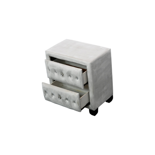 Rosdorf Park Modern Style Crystal Tufted 2-Drawer Nightstand Upholstered With Velvet Fabric Made With Wood, image 6