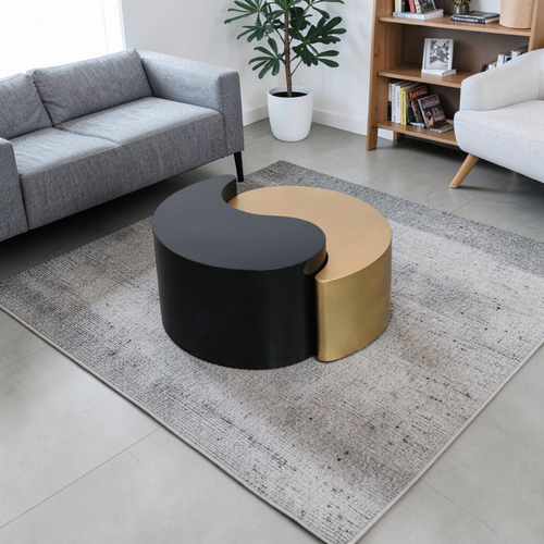 Everly Quinn YING YANG Modern & Contemporary Style Coffee Table with Durable Iron Sheet Frame in Elegant, image 1