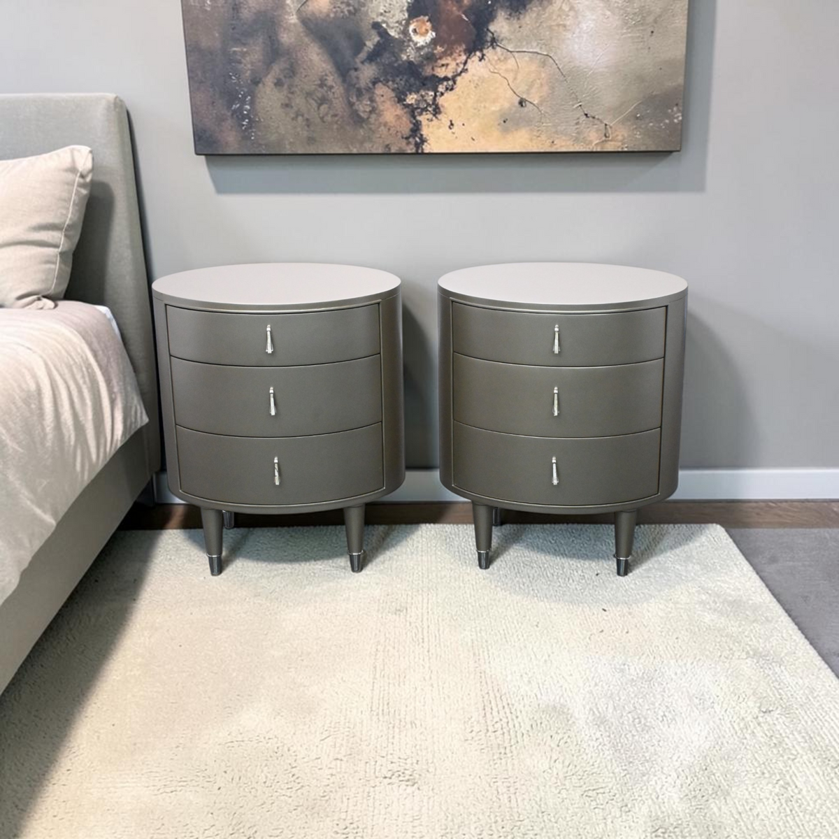 Caracole Furniture Classic Soft Silver Beauty Nightstand Set of 2