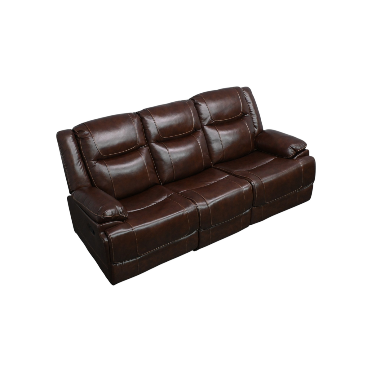 Latitude Run Elegant Modern Overstuffed Manual Premium Genuine Leather Triple Seater Recliner Sofa