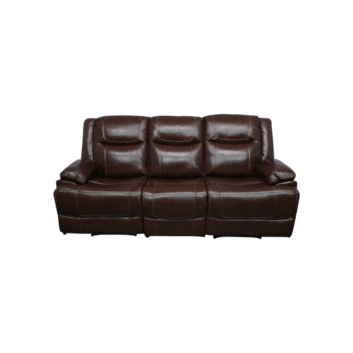 Latitude Run Elegant Modern Overstuffed Manual Premium Genuine Leather Triple Seater Recliner Sofa