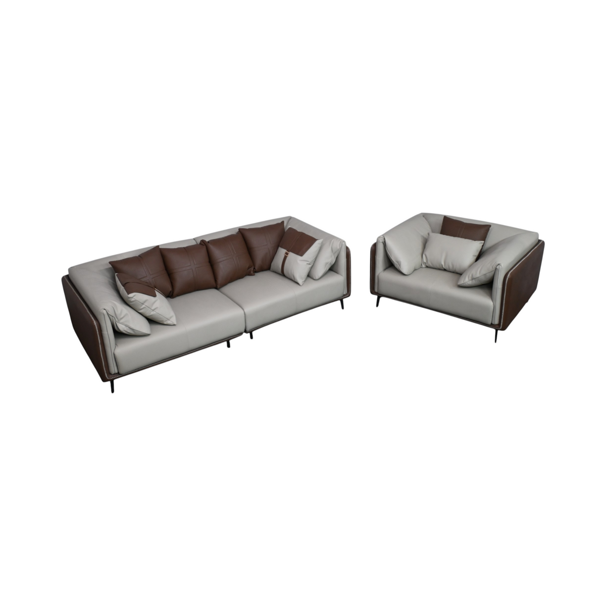 Corrigan Studio Kutchins 2-Piece Modern Faux Leather Sofa & Living Room Set