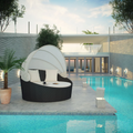 Modway Siesta Canopy Outdoor Patio Daybed in Espresso White