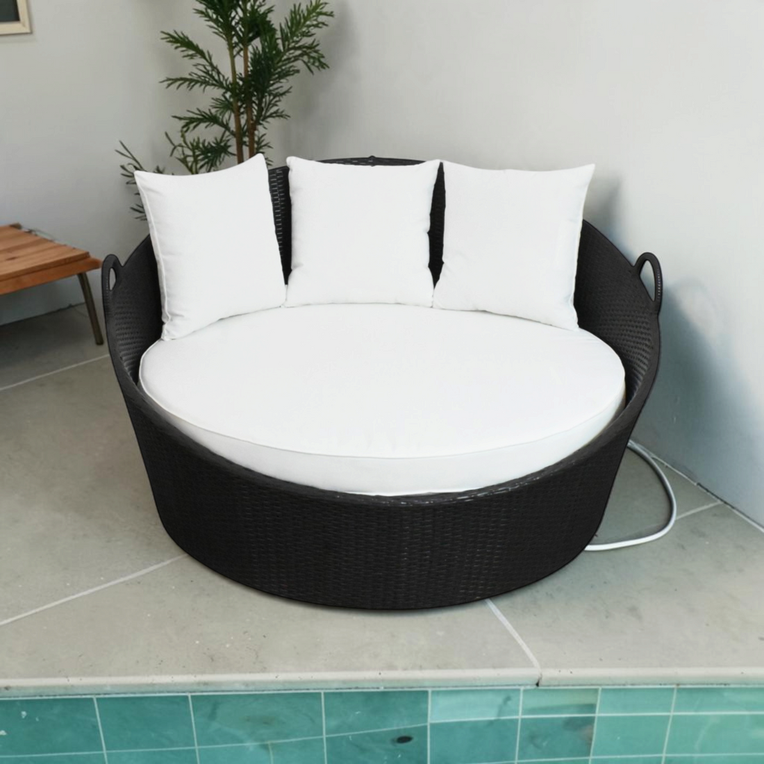Modway Siesta Canopy Outdoor Patio Daybed in Espresso White