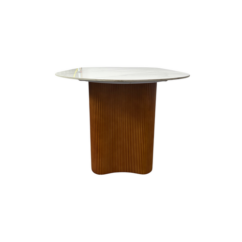 Brayden Studio Jamani Modern Luxury Faux Marble 4-6 People Oval Dining Table, Double Roman Column Brown Legs Modern Minimalist Kitchen Table for Living Room Dining Room, image 6
