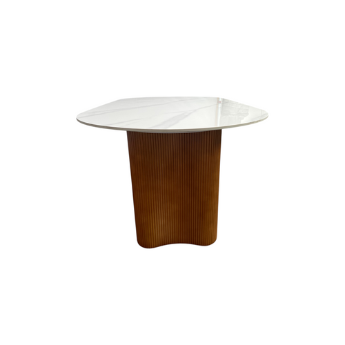 Brayden Studio Jamani Modern Luxury Faux Marble 4-6 People Oval Dining Table, Double Roman Column Brown Legs Modern Minimalist Kitchen Table for Living Room Dining Room, image 8