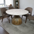 Home Trends & Design Solomon Round Dining Table - Capri Beige Marble