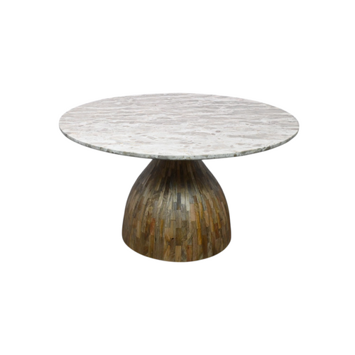 Home Trends & Design Solomon Round Dining Table - Capri Beige Marble, image 2