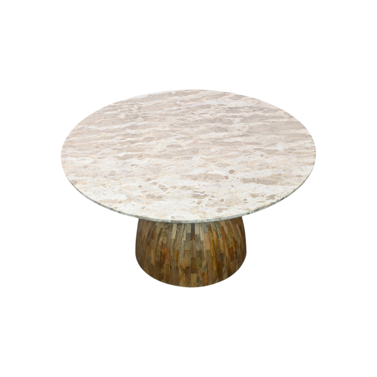 Home Trends & Design Solomon Round Dining Table - Capri Beige Marble