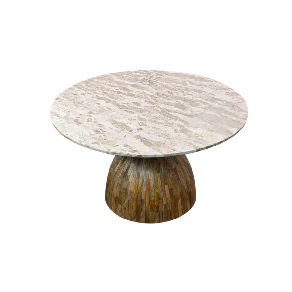 Home Trends & Design Solomon Round Dining Table - Capri Beige Marble