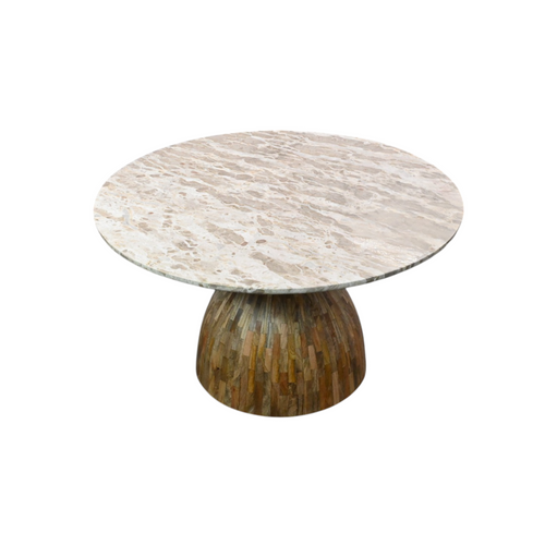 Home Trends & Design Solomon Round Dining Table - Capri Beige Marble, image 4