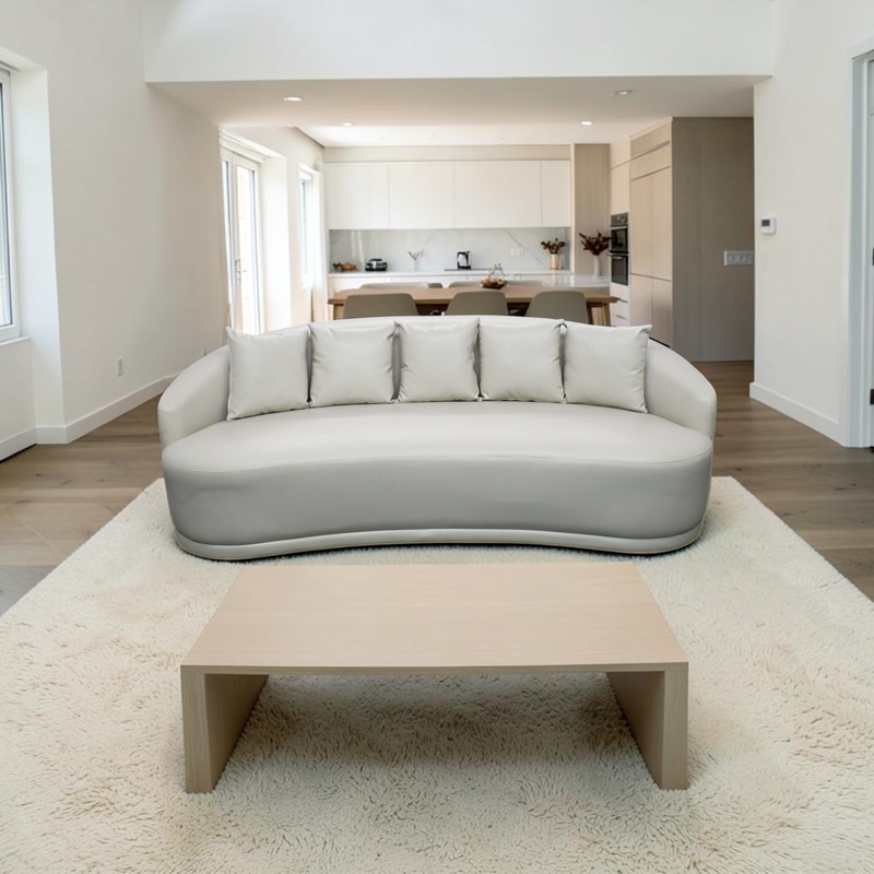 Orren Ellis Faux Leather Curved Sofa