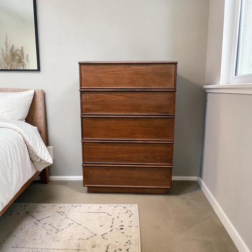 AllModern Collins Five Drawer Tall Dresser In Natural Walnut, image 1