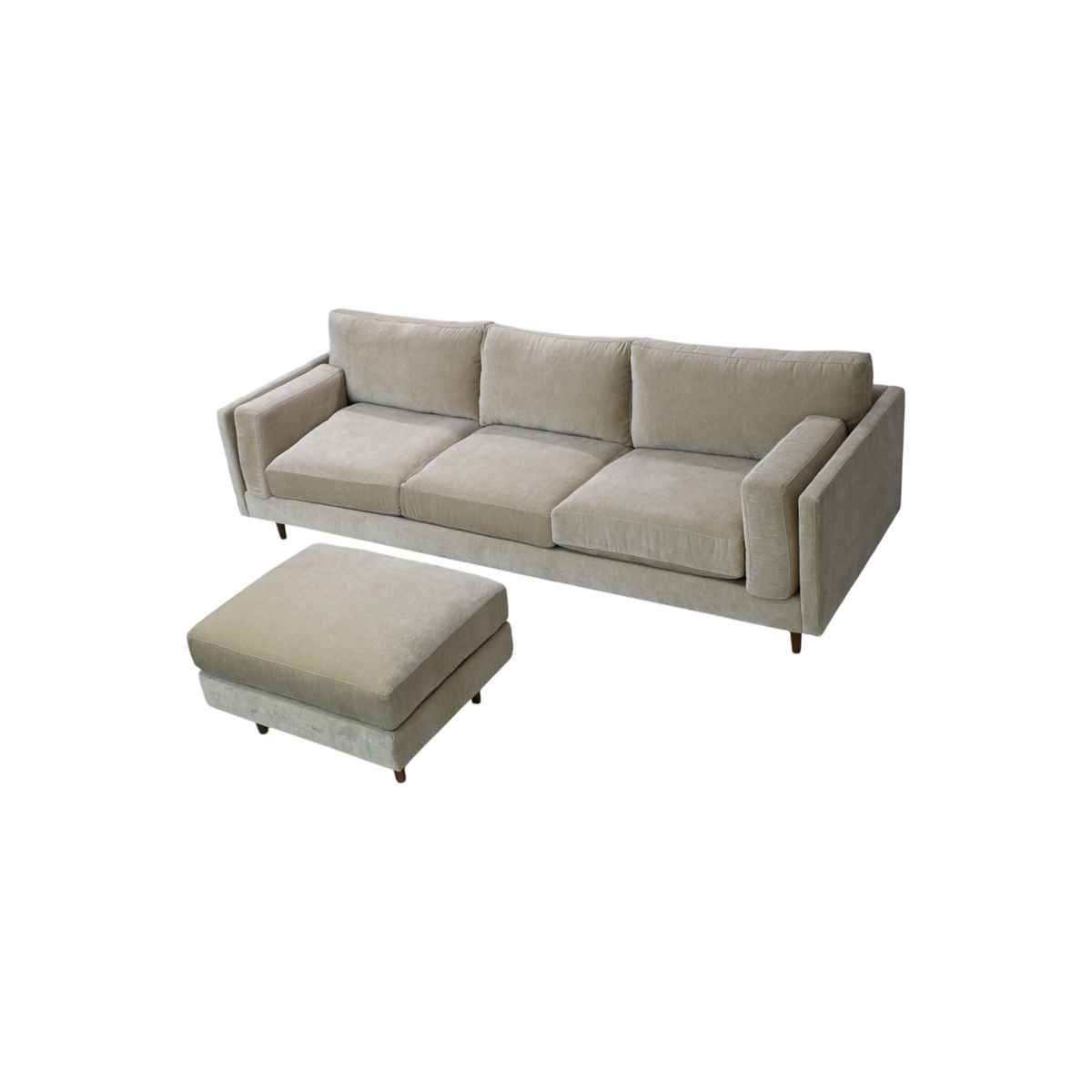 Benchmade Modern Skinny Fat Sofa with Ottoman - Como Tan