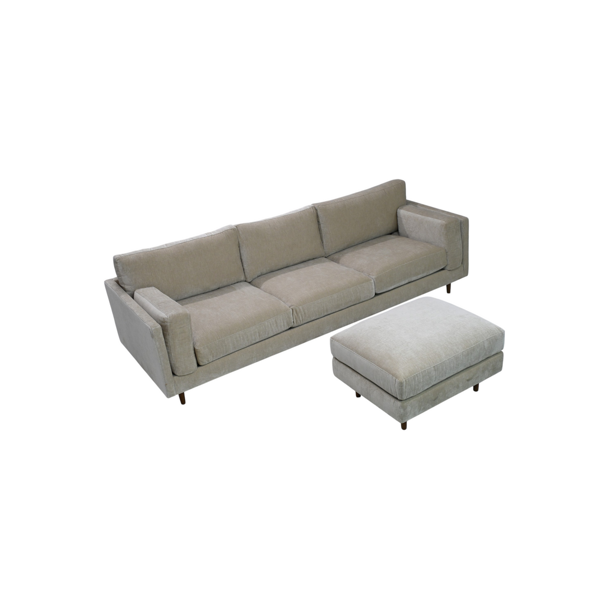 Benchmade Modern Skinny Fat Sofa with Ottoman - Como Tan