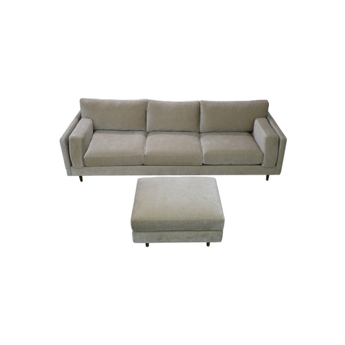Benchmade Modern Skinny Fat Sofa with Ottoman - Como Tan, image 4