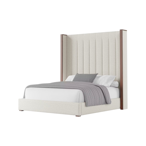 Nativa Interiors Irenne Vertical Eco-Leather High 87" King Cream Bed, image 3