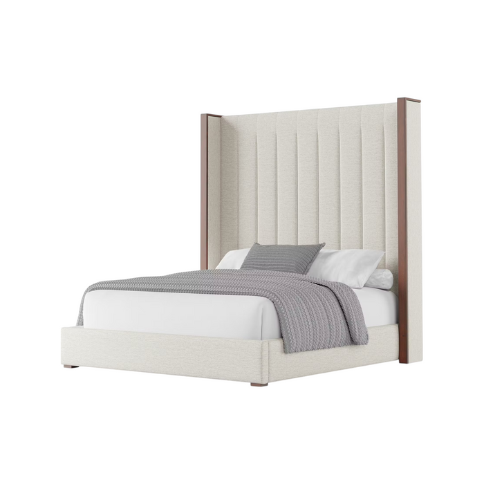 Nativa Interiors Irenne Vertical Eco-Leather High 87" King Cream Bed, image 3