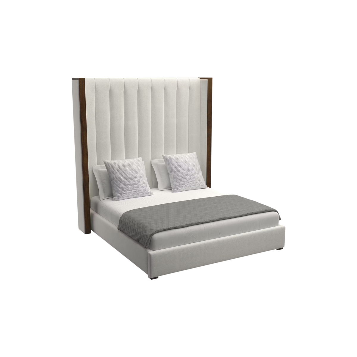 Nativa Interiors Irenne Vertical Eco-Leather High 87" King Cream Bed
