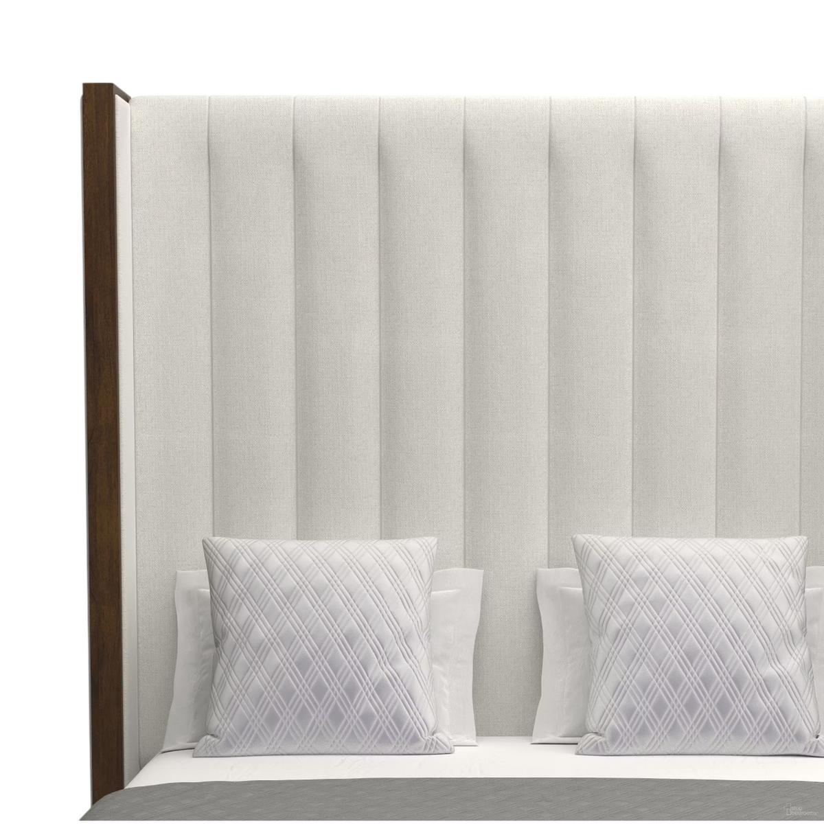 Nativa Interiors Irenne Vertical Eco-Leather High 87" King Cream Bed