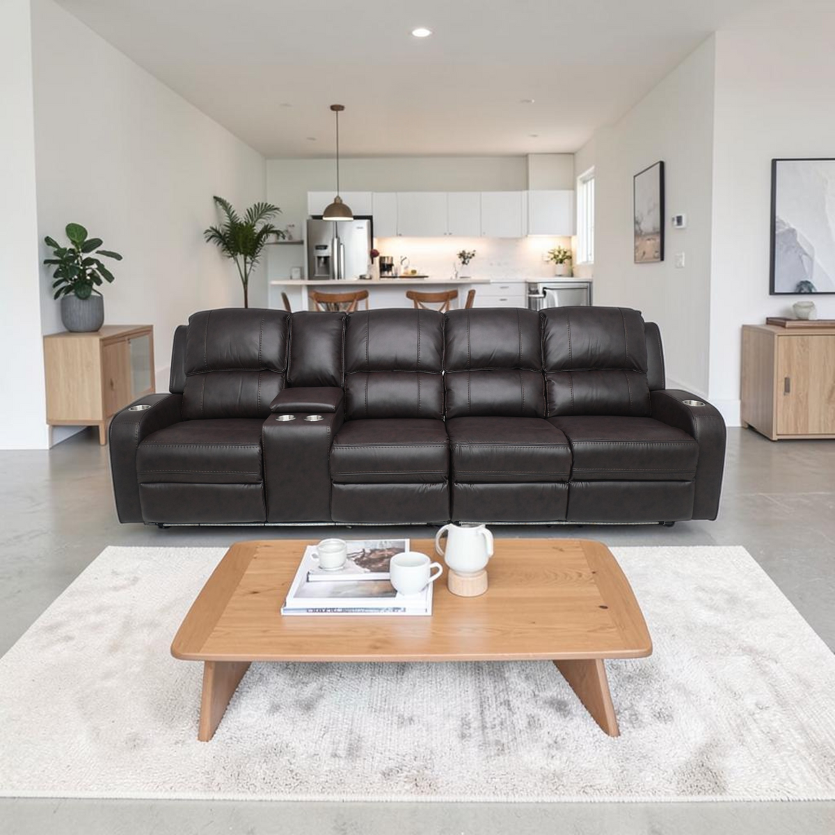 Orren Ellis Vardie Faux Leather Power Reclining Sectional