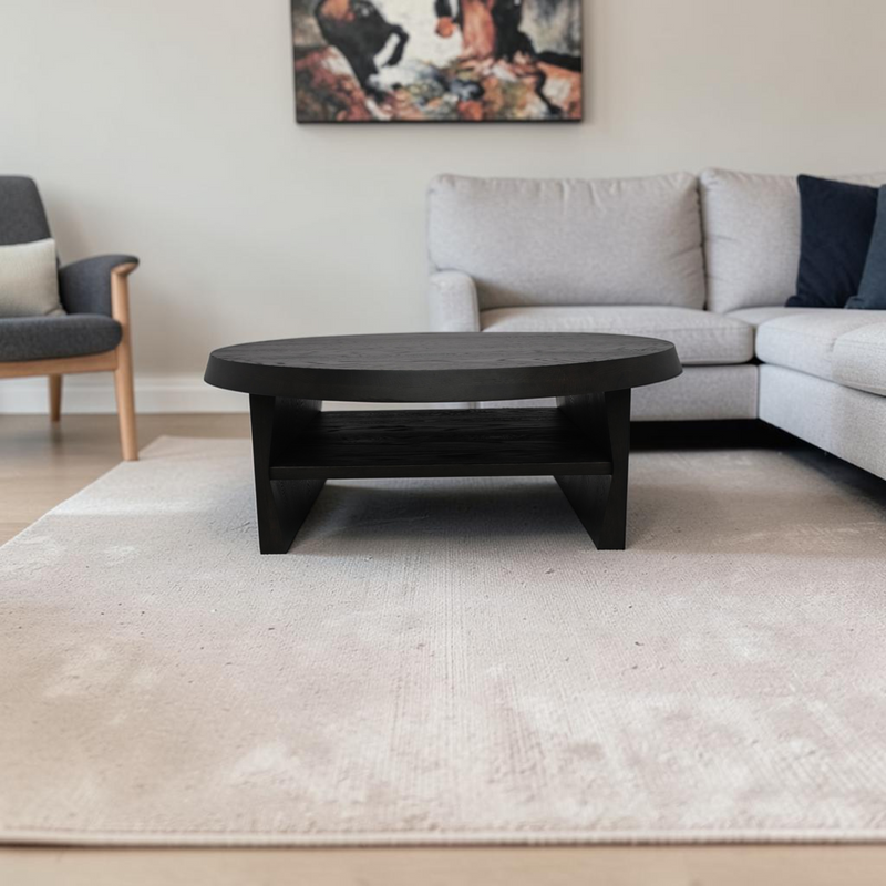 Kydeco Round Coffee Table - Dark Brown Oak