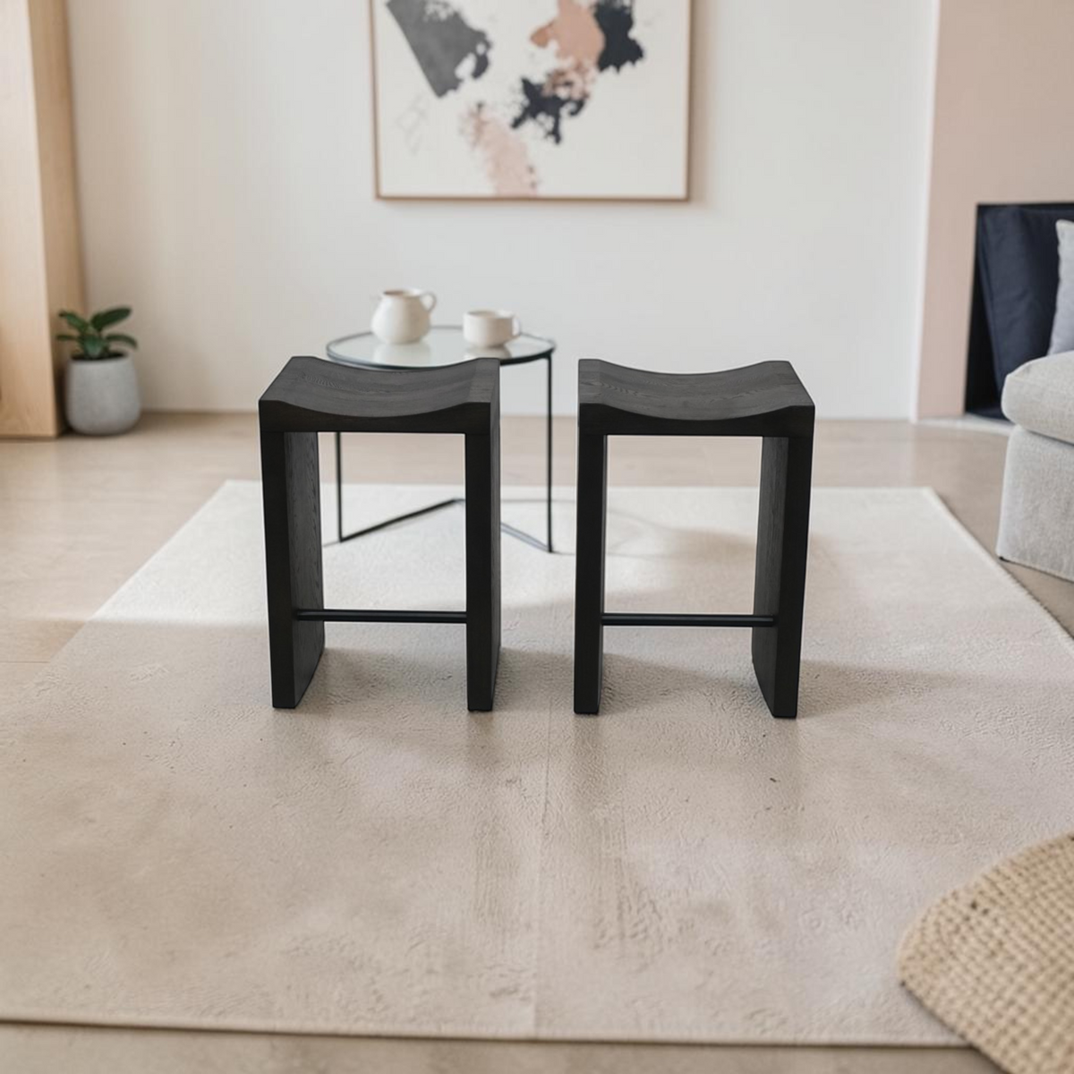 Kydeco Hollow Counter Stool Set of 2 - Dark Brown Oak