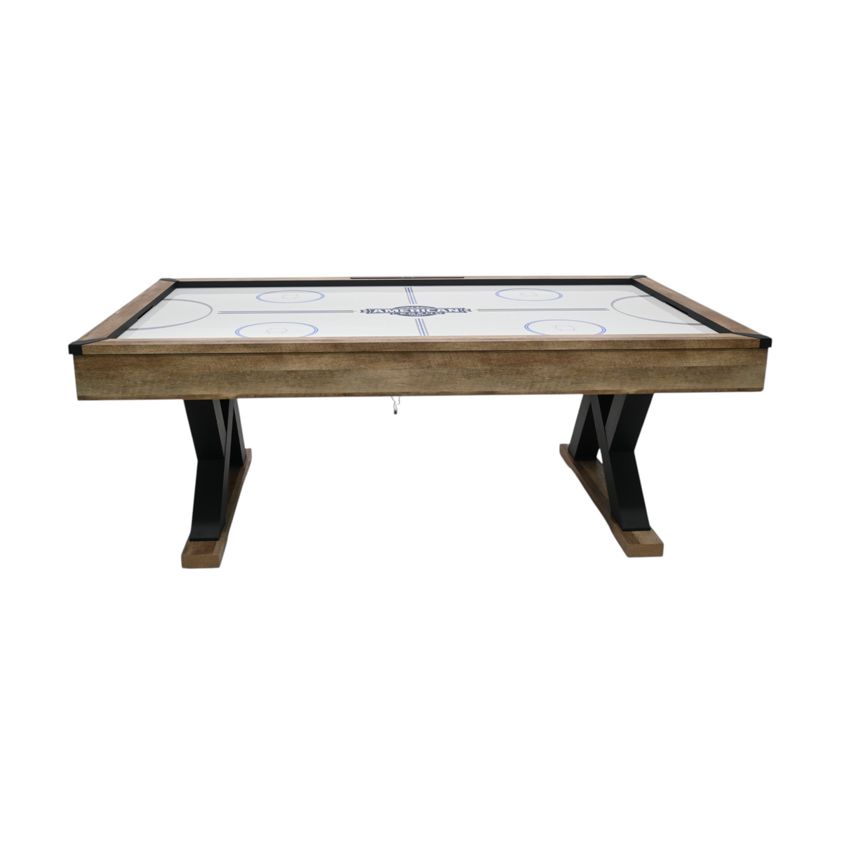American Legend Kirkwood 84” Air Powered Hockey Table with Rustic Wood Finish, K-Shaped Legs and Modern Design