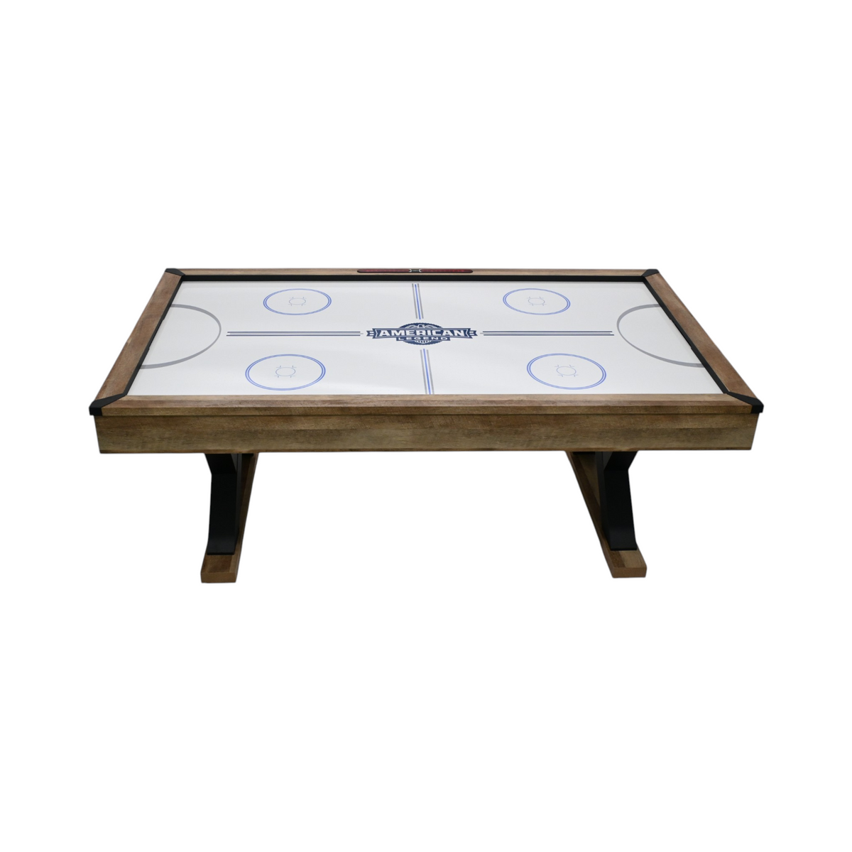 American Legend Kirkwood 84” Air Powered Hockey Table with Rustic Wood Finish, K-Shaped Legs and Modern Design