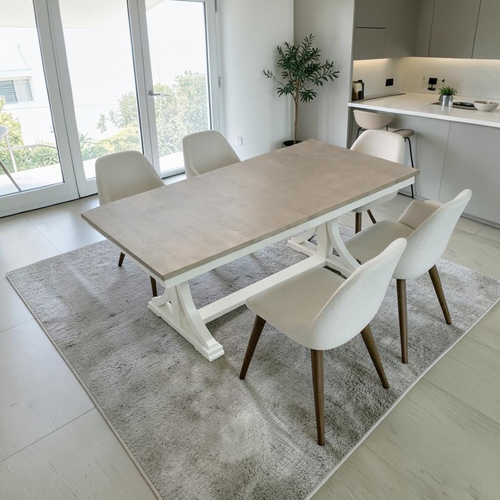 August Grove Extendable Solid Wood Base Dining Table, image 1