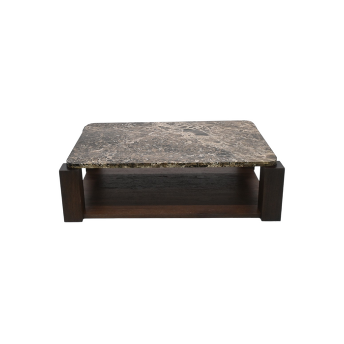Atrium Coffee Table Brushed Walnut Emperador Marble, image 2