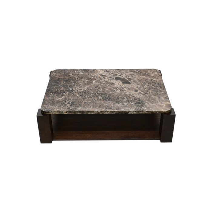 Atrium Coffee Table Brushed Walnut Emperador Marble, image 3