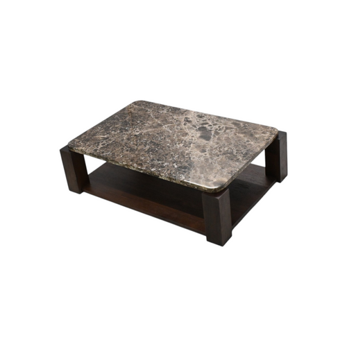 Atrium Coffee Table Brushed Walnut Emperador Marble, image 4