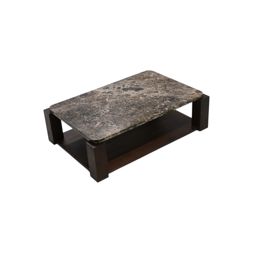 Atrium Coffee Table Brushed Walnut Emperador Marble, image 5