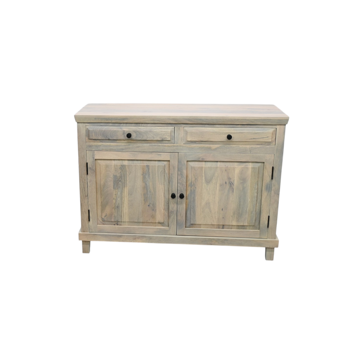 Dovetail Furniture Barett Solid Mango Wood 2-Door Sideboard with Drawers, Light Warm Wash