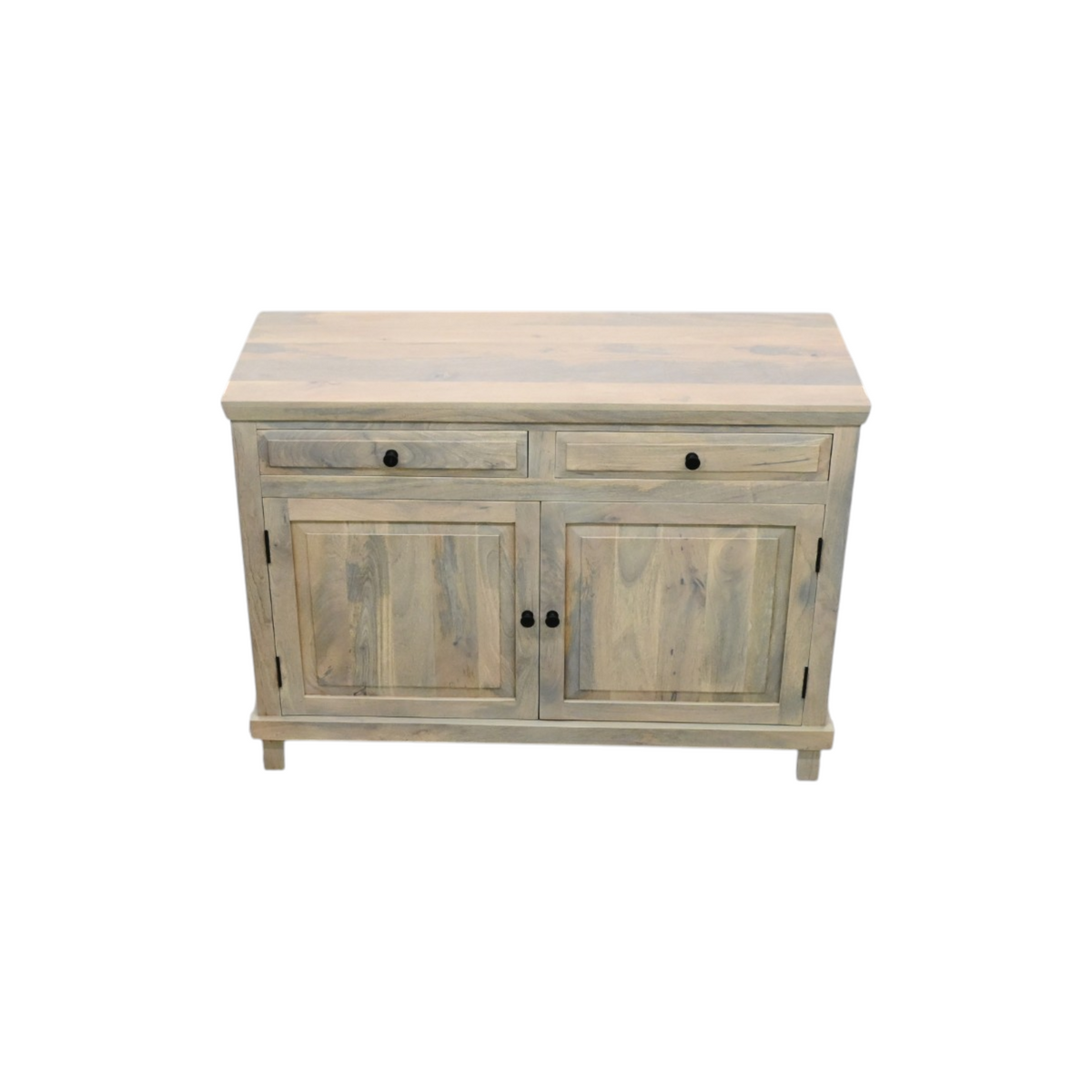 Dovetail Furniture Barett Solid Mango Wood 2-Door Sideboard with Drawers, Light Warm Wash