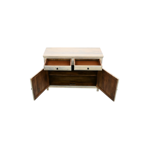 Dovetail Furniture Barett Solid Mango Wood 2-Door Sideboard with Drawers, Light Warm Wash, image 6