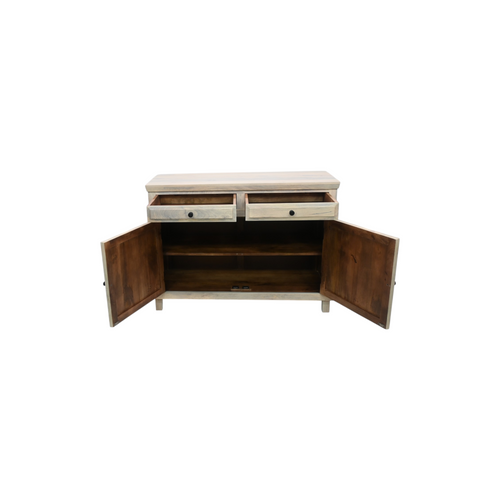 Dovetail Furniture Barett Solid Mango Wood 2-Door Sideboard with Drawers, Light Warm Wash, image 7
