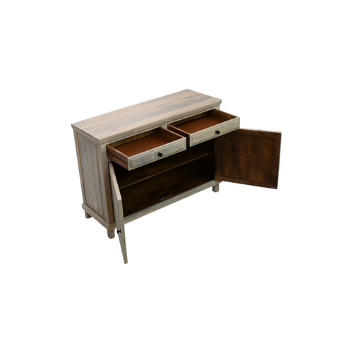 Dovetail Furniture Barett Solid Mango Wood 2-Door Sideboard with Drawers, Light Warm Wash, image 9