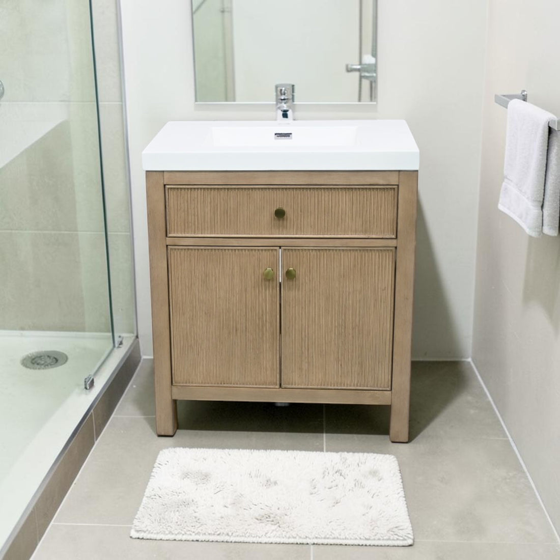 Birch Lane Lala Single Bathroom Vanity in Engineered Stone Integrated Sink Without Mirror