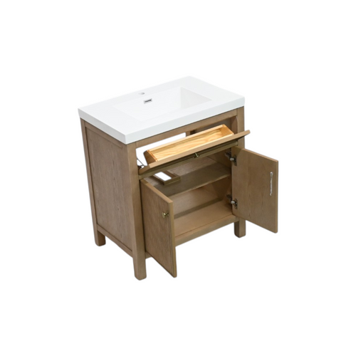 Birch Lane Lala Single Bathroom Vanity in Engineered Stone Integrated Sink Without Mirror, image 7