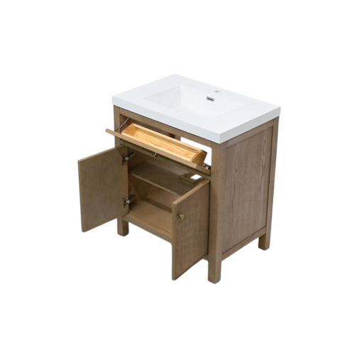 Birch Lane Lala Single Bathroom Vanity in Engineered Stone Integrated Sink Without Mirror, image 9