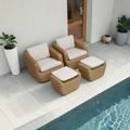 Wade Logan Cambelle Swivel Weather Resistant PE Wicker Barrel Chair and Ottoman Set of 2