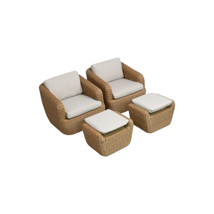 Wade Logan Cambelle Swivel Weather Resistant PE Wicker Barrel Chair and Ottoman Set of 2, image 2