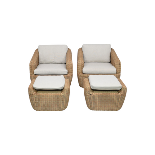 Wade Logan Cambelle Swivel Weather Resistant PE Wicker Barrel Chair and Ottoman Set of 2, image 3